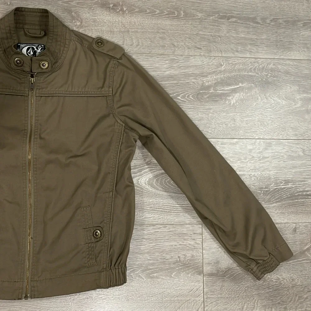 NWOT Volcom Women's Frochickie 2 Lovin Phoebe Brown Zip Up Canvas Moto Jacket XL - Picture 4 of 16